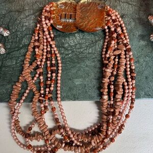 Vintage Elegant Multi-Strand Pink Beaded Belt